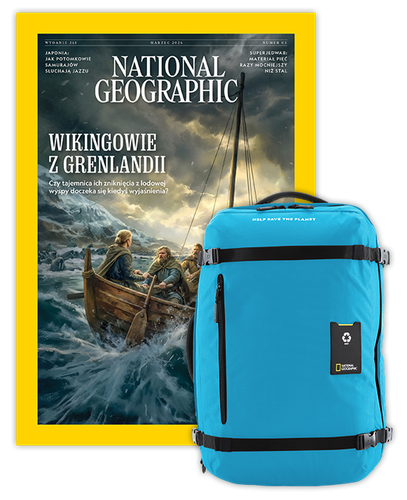 Roczna prenumerata National Geographic z dużym plecakiem-torbą turkusowy NG OCEAN (poj. 41-50 l.)