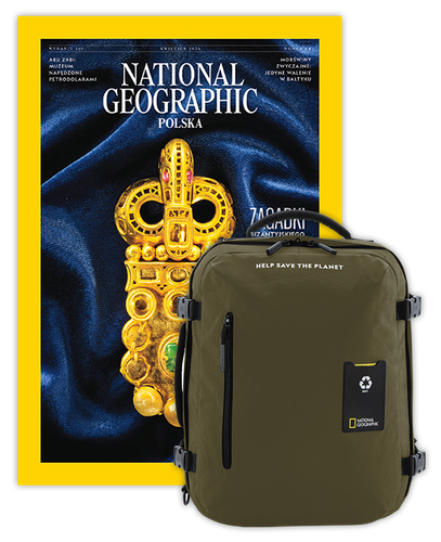 Roczna prenumerata National Geographic z dużym plecakiem-torbą khaki NG OCEAN (poj. 41-50 l.)