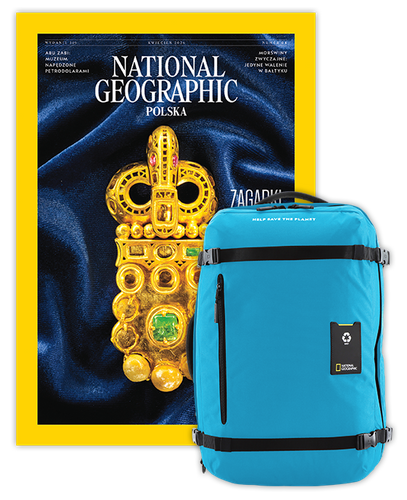 Roczna prenumerata National Geographic z dużym plecakiem-torbą turkusowy NG OCEAN (poj. 41-50 l.)