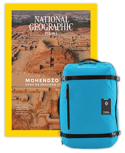 Roczna prenumerata National Geographic z dużym plecakiem-torbą turkusowy NG OCEAN (poj. 41-50 l.)