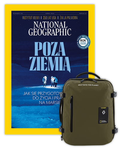 Roczna prenumerata National Geographic z małym plecakiem-torbą khaki NG OCEAN (poj. 23 l.)