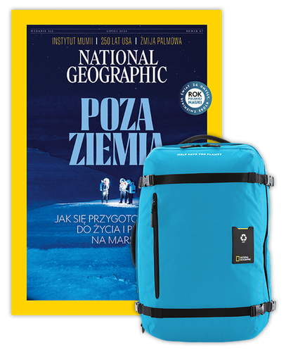 Roczna prenumerata National Geographic z dużym plecakiem-torbą turkusowy NG OCEAN (poj. 41-50 l.)