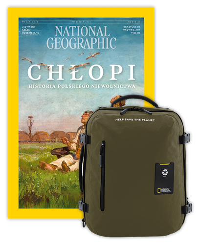 Roczna prenumerata National Geographic z dużym plecakiem-torbą khaki NG OCEAN (poj. 41-50 l.)
