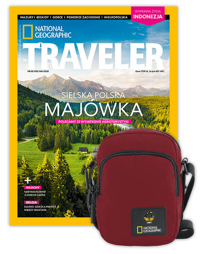 Roczna prenumerata Travelera z torbą na ramię NG OCEAN CZERWONA