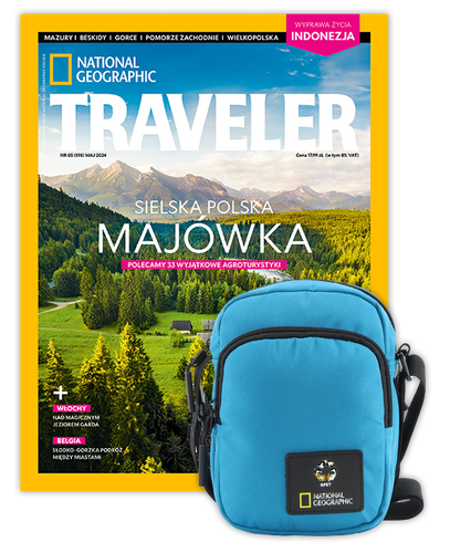 Roczna prenumerata Travelera z torbą na ramię NG OCEAN TURKUSOWA