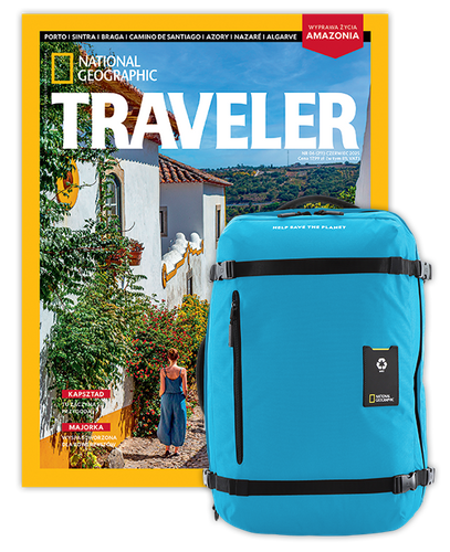 Roczna prenumerata Travelera z dużym plecakiem-torbą turkusowy NG OCEAN (poj. 41-50 l.)