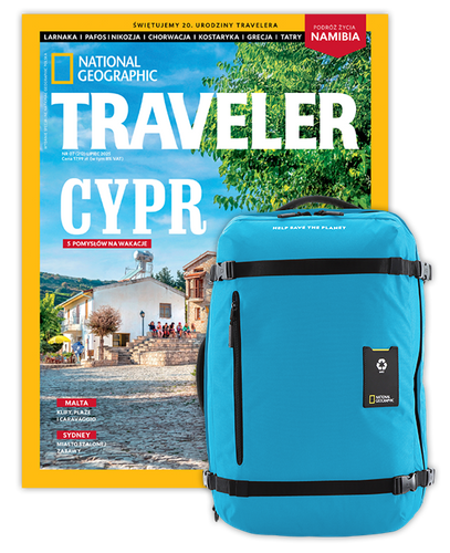Roczna prenumerata Travelera z dużym plecakiem-torbą turkusowy NG OCEAN (poj. 41-50 l.)