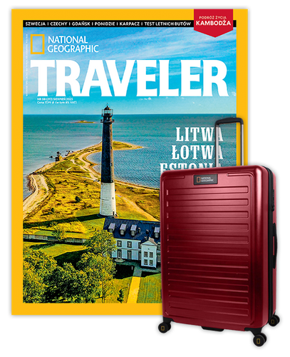 Roczna prenumerata Travelera z dużą walizką NG Cruise burgund