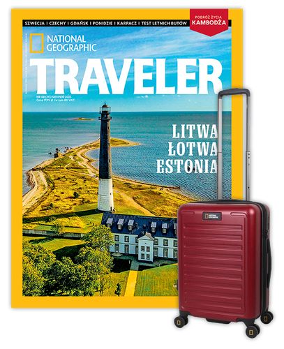 Roczna prenumerata Travelera z walizką kabinową NG Cruise burgund