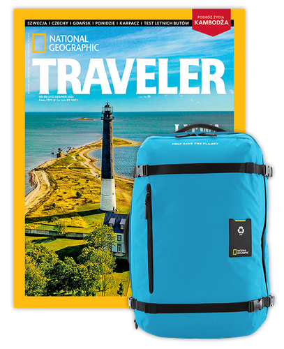Roczna prenumerata Travelera z dużym plecakiem-torbą turkusowy NG OCEAN (poj. 41-50 l.)