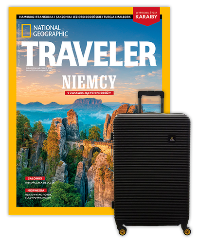 Roczna prenumerata Travelera z Walizką National Geographic Abroad - Średnia/Czarna