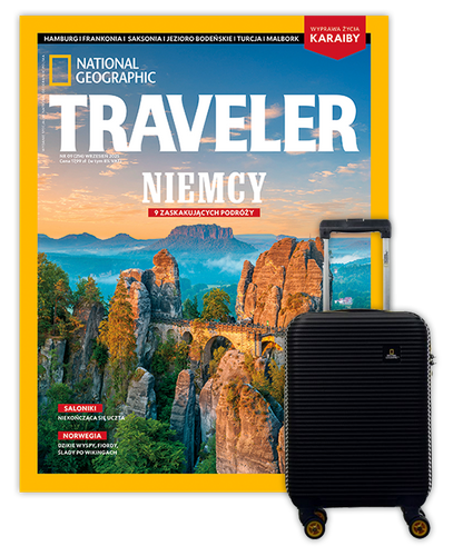 Roczna prenumerata Travelera z Walizką kabinową National Geographic Abroad Czarna