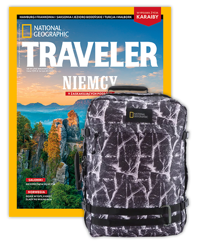 Roczna prenumerata Travelera z plecakiem/torbą podręczną NG HYBRID 11801 CRACKED PRINT