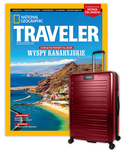 Roczna prenumerata Travelera z dużą walizką NG Cruise burgund