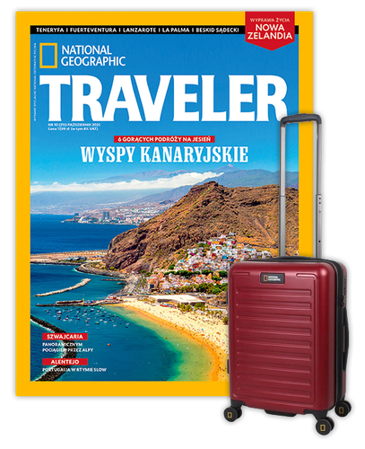 Roczna prenumerata Travelera z walizką kabinową NG Cruise burgund