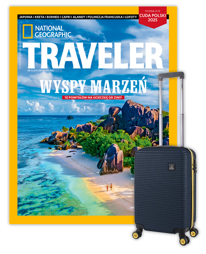 Roczna prenumerata Travelera z Walizką kabinową NG Abroad granatowa