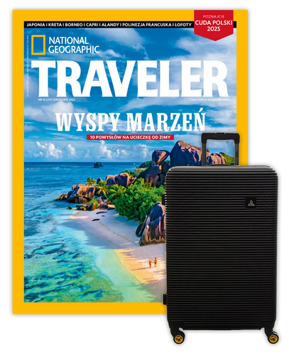 Roczna prenumerata Travelera z Walizką National Geographic Abroad - Średnia/Czarna