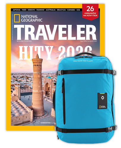 Roczna prenumerata Travelera z dużym plecakiem-torbą turkusowy NG OCEAN (poj. 41-50 l.)