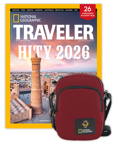 Roczna prenumerata Travelera z torbą na ramię NG OCEAN CZERWONA