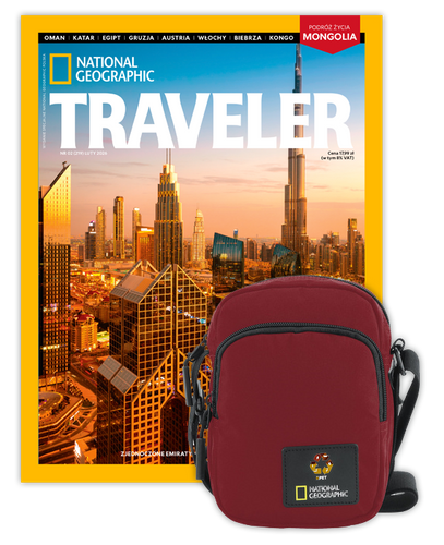 Roczna prenumerata Travelera z torbą na ramię NG OCEAN CZERWONA