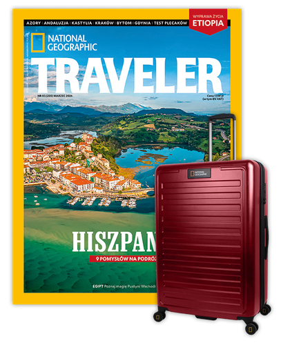Roczna prenumerata Travelera z dużą walizką NG Cruise burgund