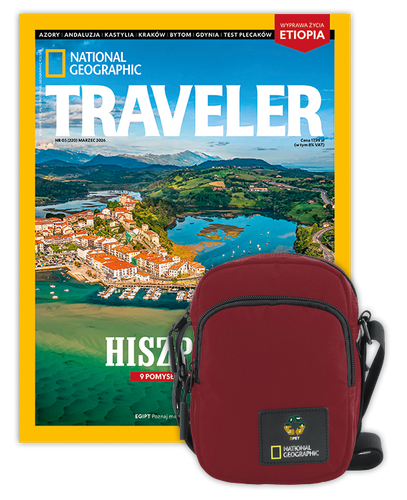 Roczna prenumerata Travelera z torbą na ramię NG OCEAN CZERWONA