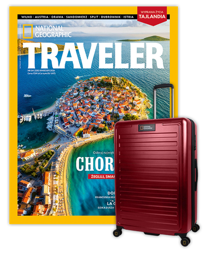 Roczna prenumerata Travelera z dużą walizką NG Cruise burgund