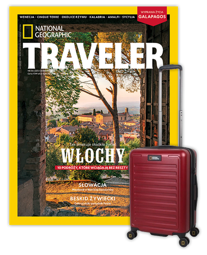 Roczna prenumerata Travelera z walizką kabinową NG Cruise burgund