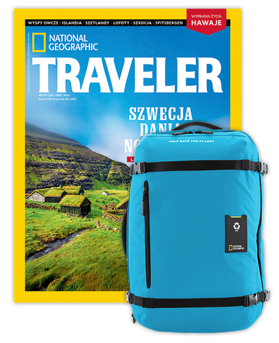 Roczna prenumerata Travelera z dużym plecakiem-torbą turkusowy NG OCEAN (poj. 41-50 l.)