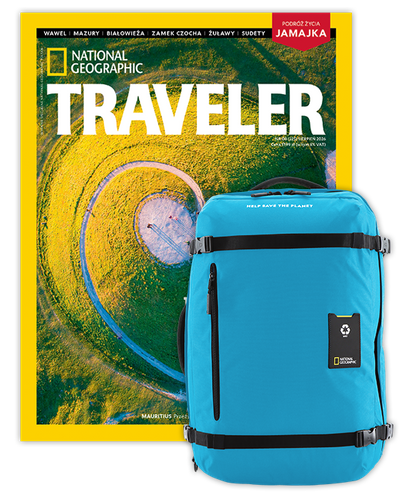 Roczna prenumerata Travelera z dużym plecakiem-torbą turkusowy NG OCEAN (poj. 41-50 l.)
