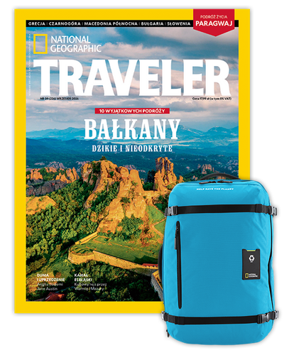 Roczna prenumerata Travelera z małym plecakiem-torbą turkusowy NG OCEAN (poj. 23 l.)