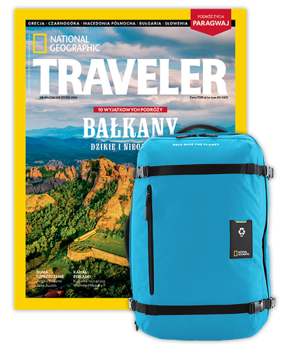 Roczna prenumerata Travelera z dużym plecakiem-torbą turkusowy NG OCEAN (poj. 41-50 l.)