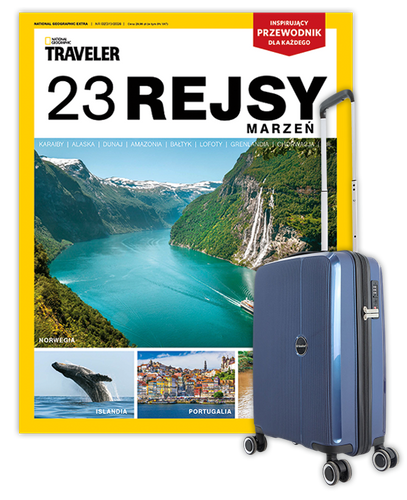 Roczna prenumerata National Geographic Extra (Bookazine Traveler) z Walizką kabinową SAXOLINE Holiday Expres S navy