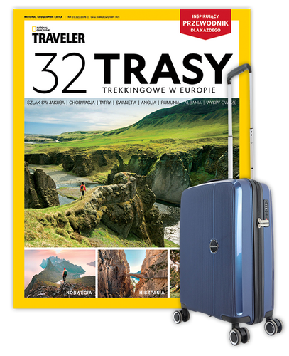 Roczna prenumerata National Geographic Extra (Bookazine Traveler) z Walizką kabinową SAXOLINE Holiday Expres S navy