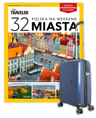 Roczna prenumerata National Geographic Extra (Bookazine Traveler) z Walizką kabinową SAXOLINE Holiday Expres S navy