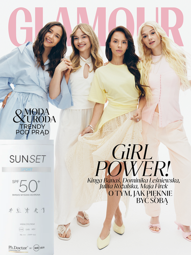 Glamour 9/2026 z kosmetykiem Ph.Doctor SUNSET SPORT SPF 50+ 