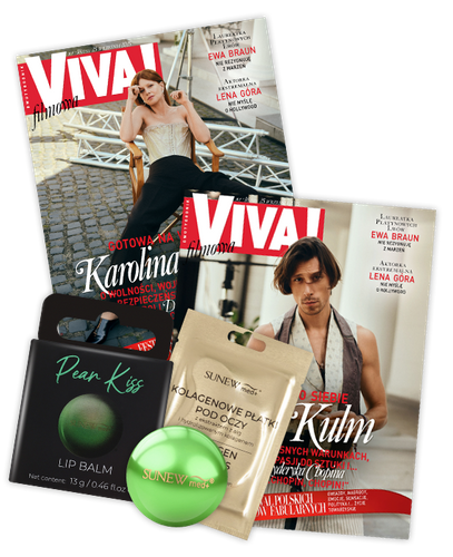 VIVA 18/2025 z kolagenowymi płatkami pod oczy + balsam do ust Pear od SunewMed+